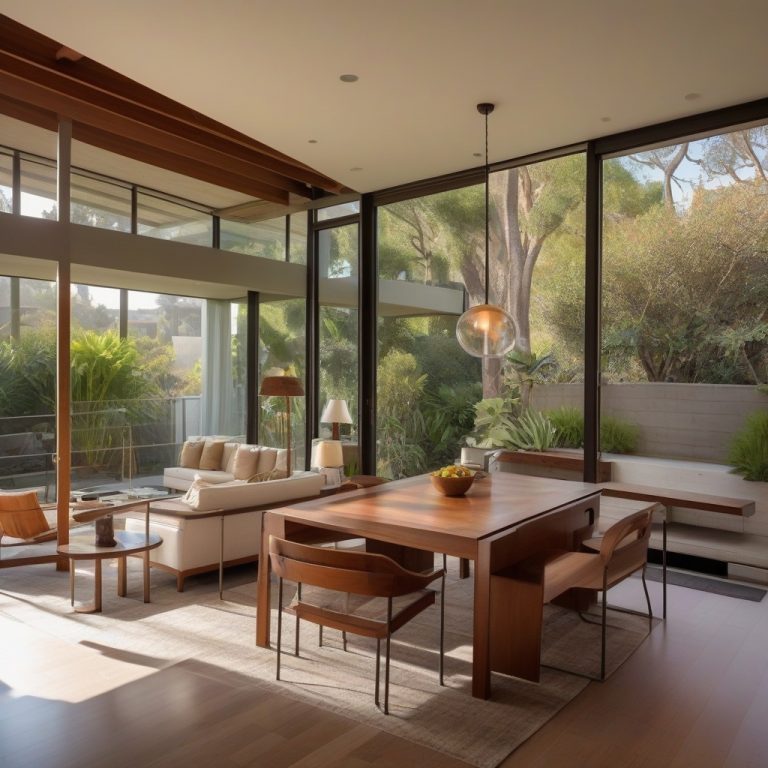 A stunning midcentury modern interior with elegant furniture and minimalist design.