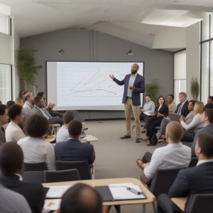 A diverse group of people of various ethnicities and genders engaging in a collaborative discussion.