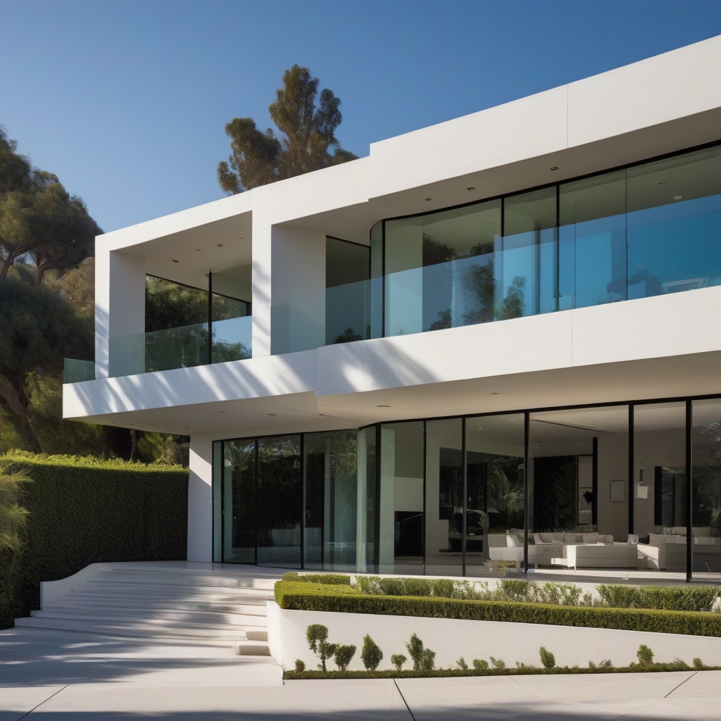 "A stunning image of a modern luxury home with sleek architectural design and elegant landscaping."