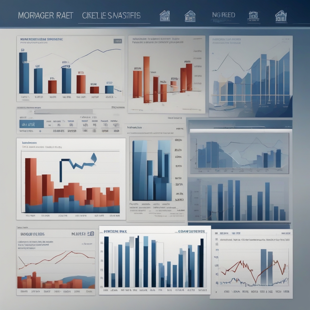 "Illustration of a downward financial trend with red arrow and falling stock market rates indicating economic decline and negative business growth."