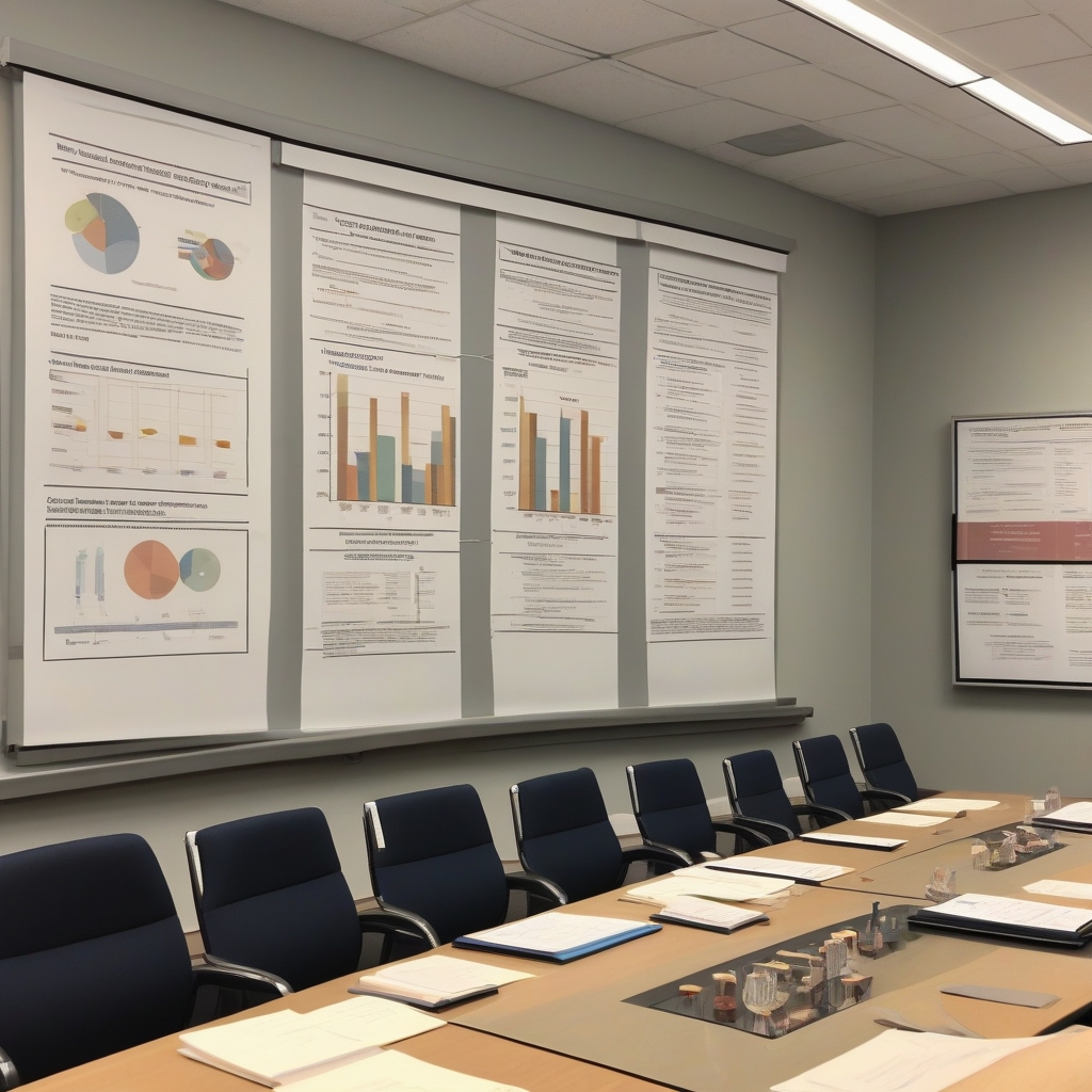 A school board meeting in progress with diverse participants engaged in discussion around a large table within a modern conference room.