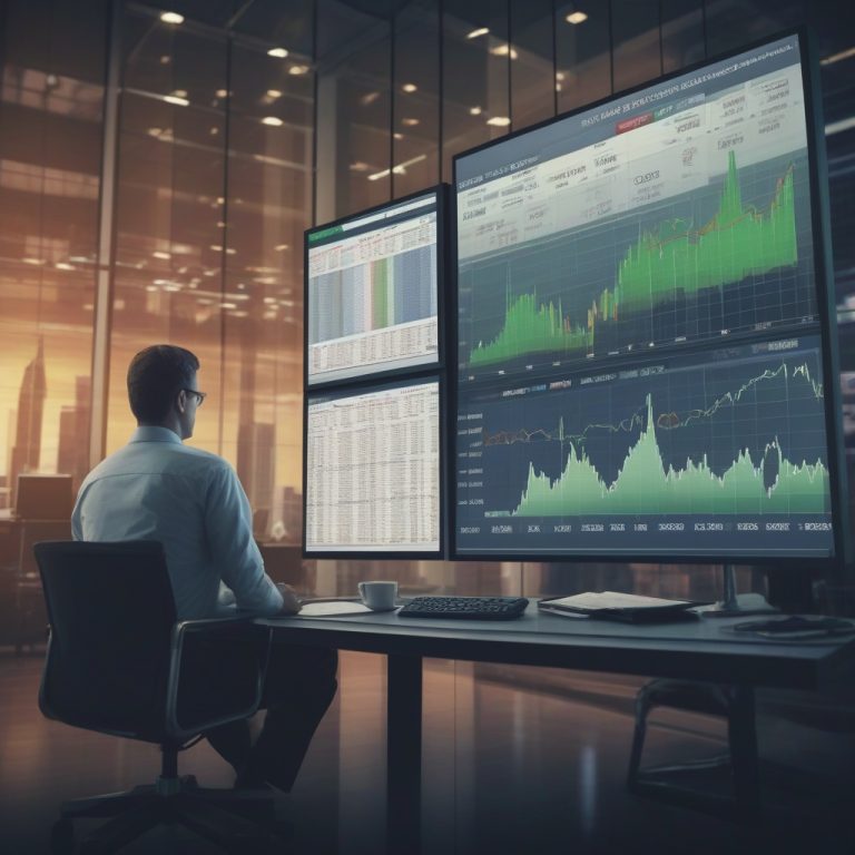 Financial-themed image depicting a digital rendering of currency symbols and graphs, illustrating global economic trends and market analysis.