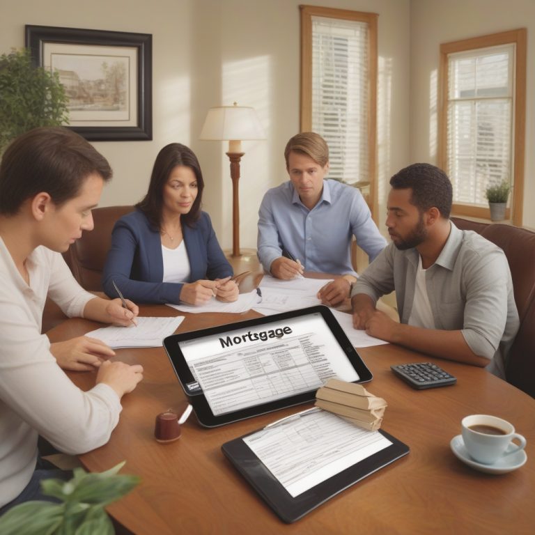 A diverse group of individuals collaborating around a laptop, showcasing teamwork and inclusivity in a modern office setting.