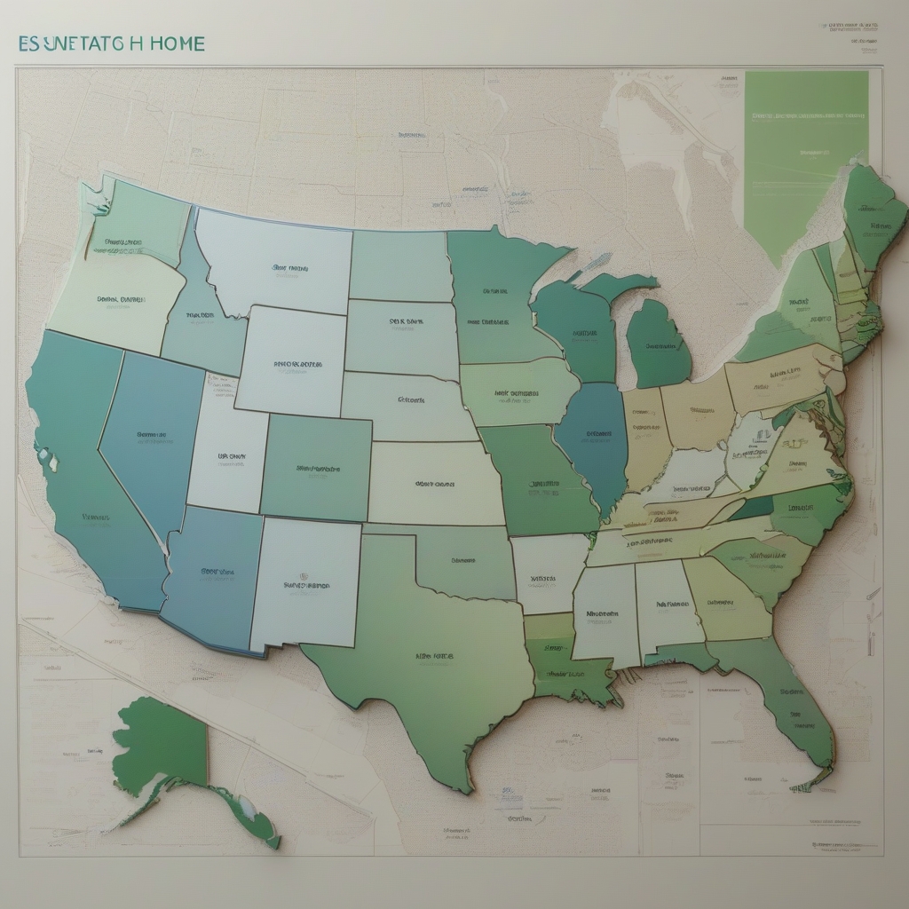 A detailed map of the United States highlighting geographical features and landmarks.