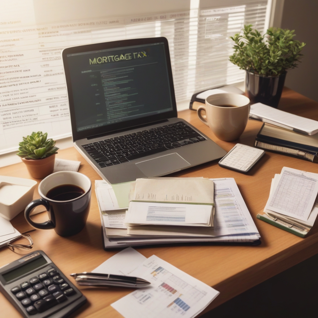 Professional, modern office desk with laptop, coffee, and stationery, creating an organized and productive workspace atmosphere.